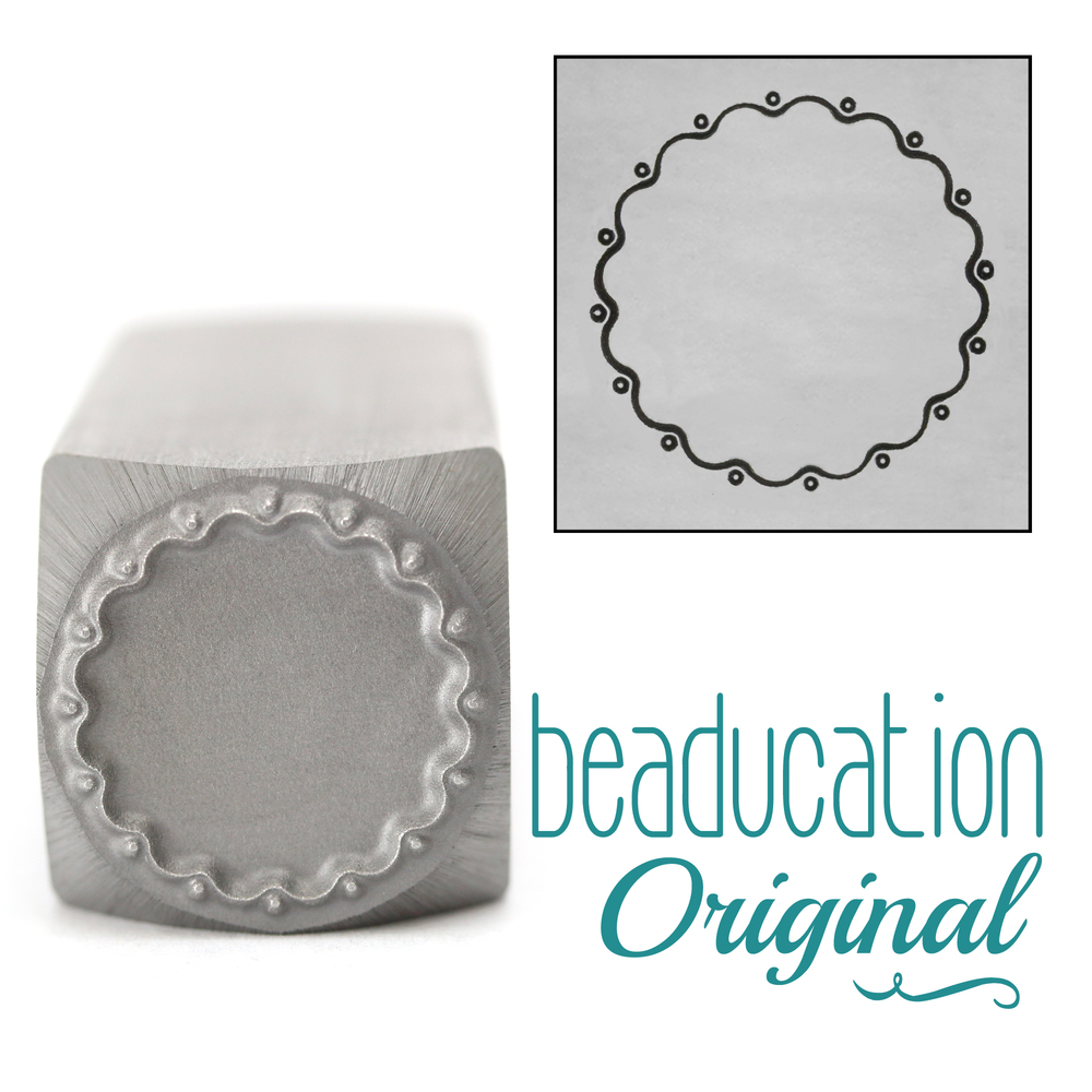 Metal Stamping Tools Wavy Edge w/Dots Circle Border Metal Design Stamp-Beaducation Original